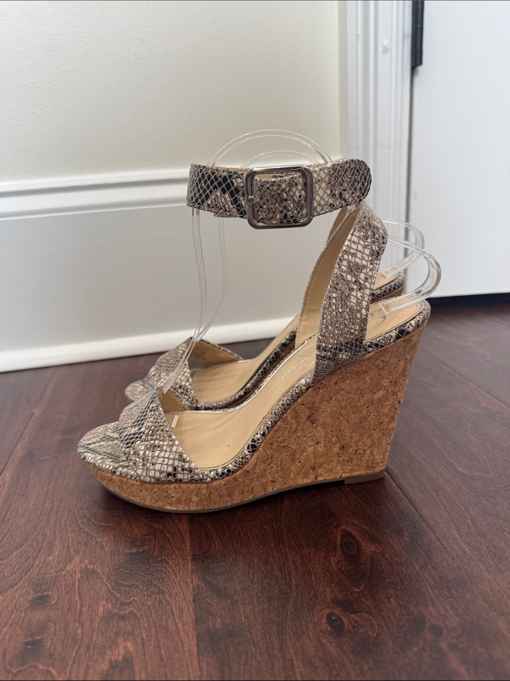 Jessica Simpson Snakeskin Print Wedges Heels Summer Shoes, Jateen, size 7